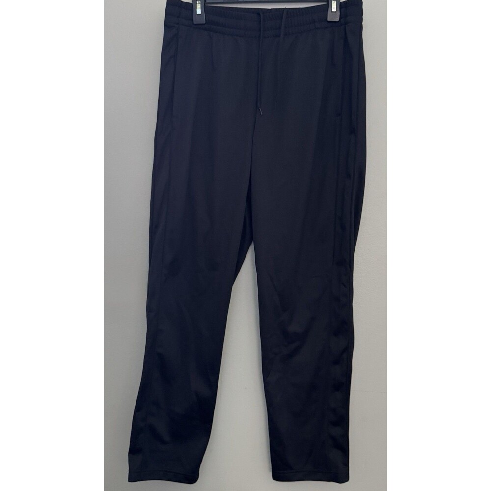 Tek Gear Mens M Black Straight Fit Pants Drawstring Elastic Waist Polyester NWT